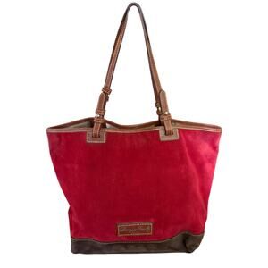 Dooney & Bourke Red Brown Suede Leather Tote Purse